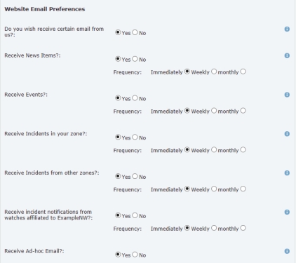 email preferences