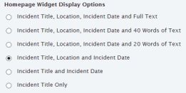 incident widget display options